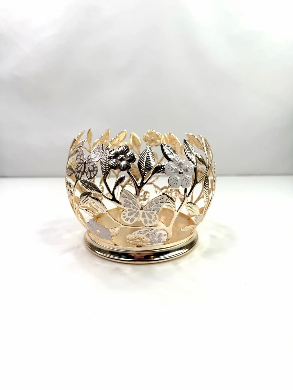 Bath & Body Works Gold Butterfly Floral Metal 3-Wick Candle Holder